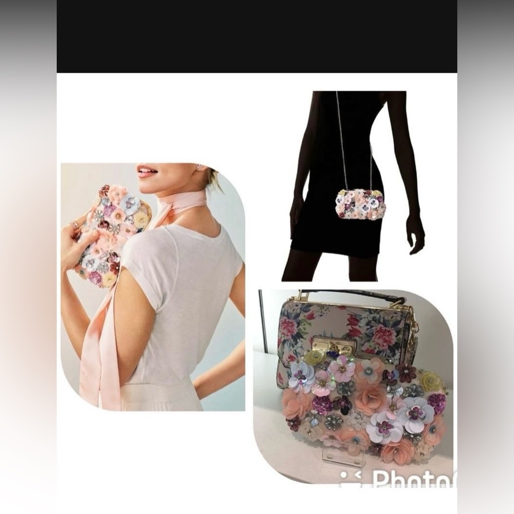 Aldo Multicolor Floral Embellished Clutch
